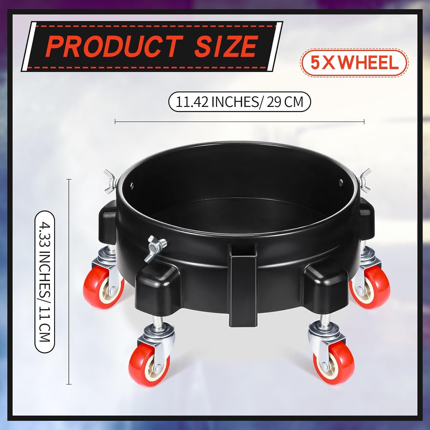 2 Pcs 5 Gallon Bucket Dolly with 5 Swivel Wheel Casters 11.42» Car Wash…