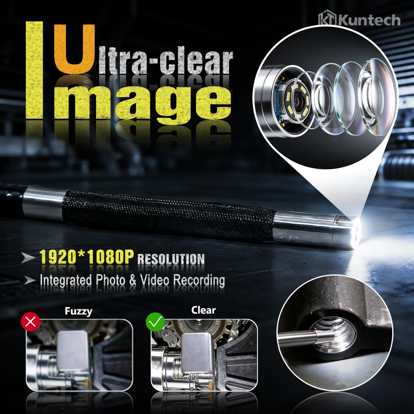 Two-Way 210° Articulating Inspection Borescope 6.2mm Endoscope Camera With Light