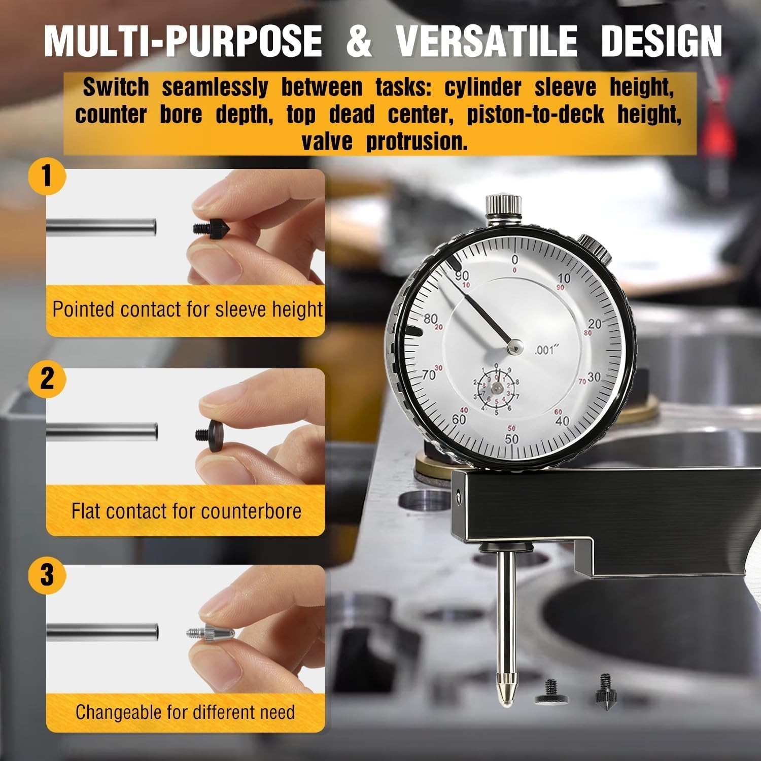 6434 Sleeve Height and Counter Bore Gauge Kit For All Diesel Engines Range 0-1″