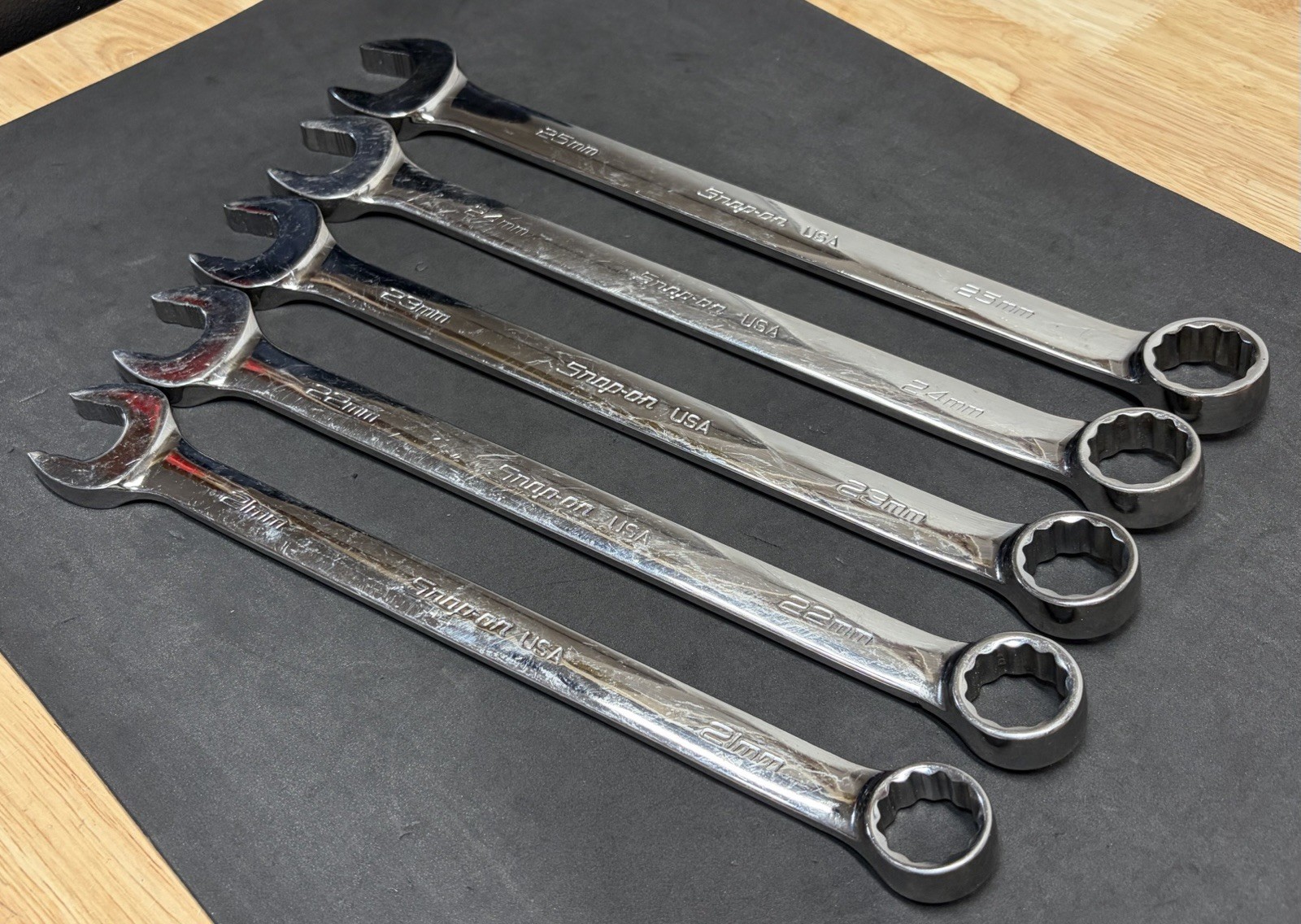 Snap-On Large 5pc Flank Drive Plus Metric Combination Wrenches SOEX Wrench Set