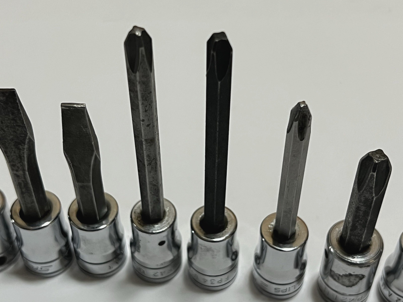 Snap On 3/8 Drive Drag Link Flat Tip and Phillips Socket Driver Set 9 pc USA