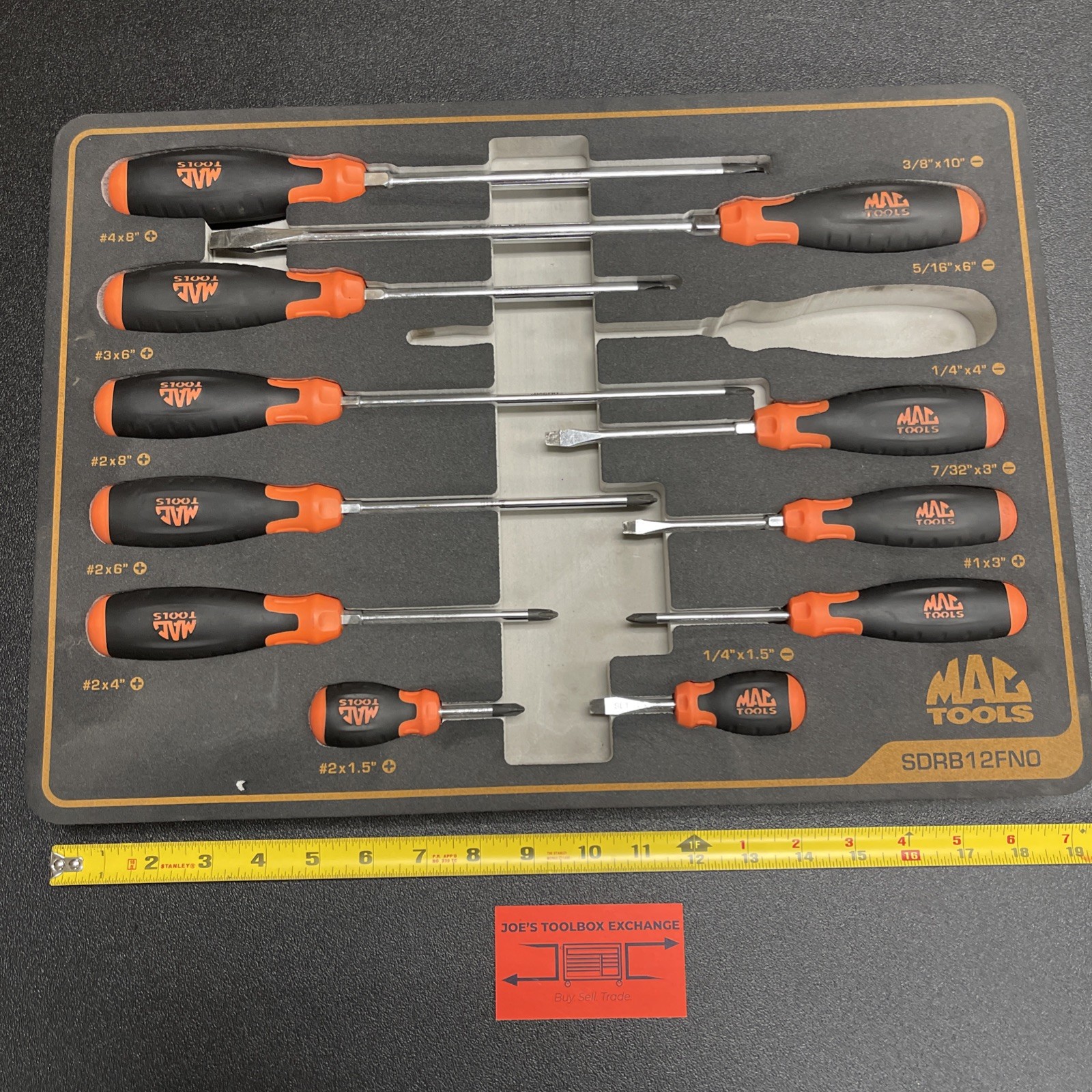 Mac Tools SDRB12FNO 12 Piece Screwdriver Set In Orange Great Condition