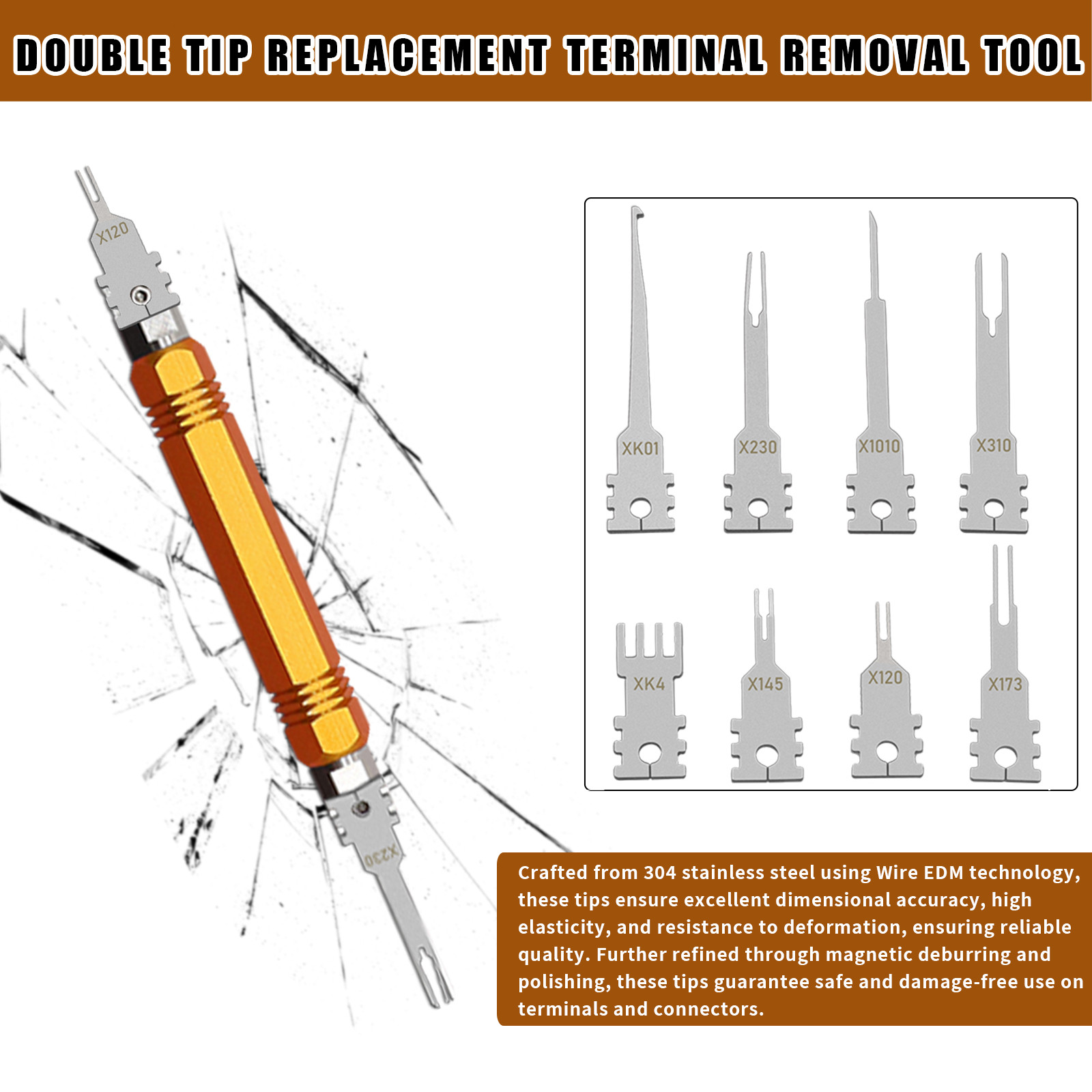 8PCS Electrical Pin Removal Tool Kit Tip Replacement Terminal Removal Tools Set
