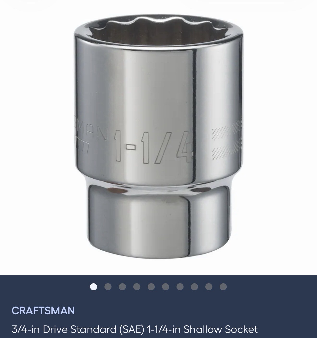CRAFTSMAN3/4-in Drive Standard (SAE) 1-1/4-in Shallow Socket