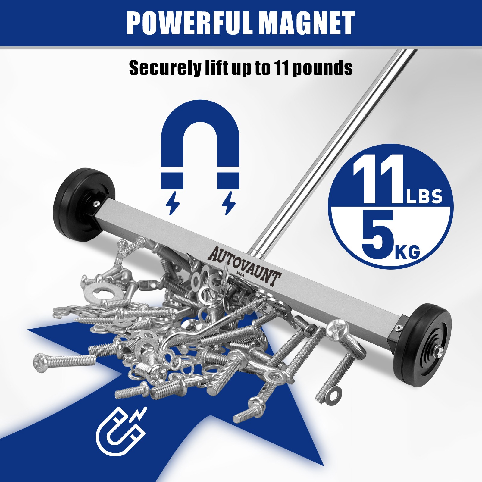 HORUSDY 17 Inch Rolling Magnetic Sweeper with Wheels 38″ Telescoping Pickup Tool
