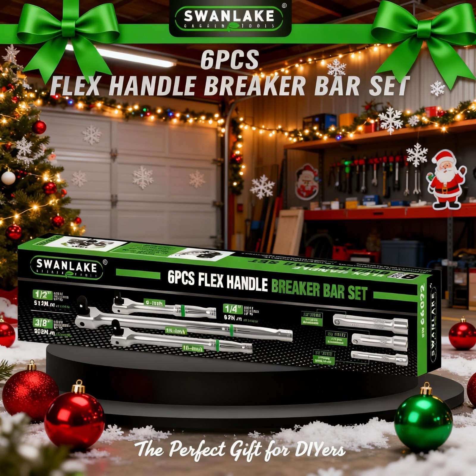 Premium 6-Piece Breaker Bar Set – Heavy Duty 1/4″, 3/8″, 1/2″ Drive, Rotatable H