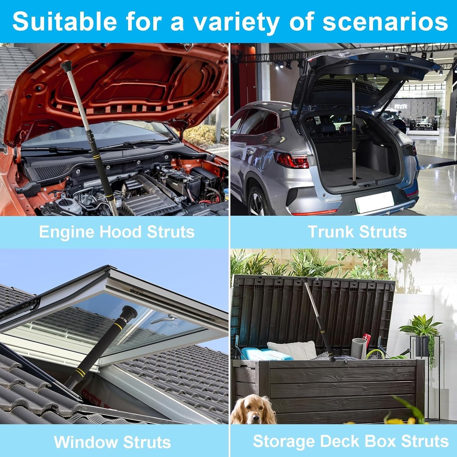 Adjustable Car Hood Prop Rod Extendable 17 To 40 Inch Mechanic Repair Holder Car