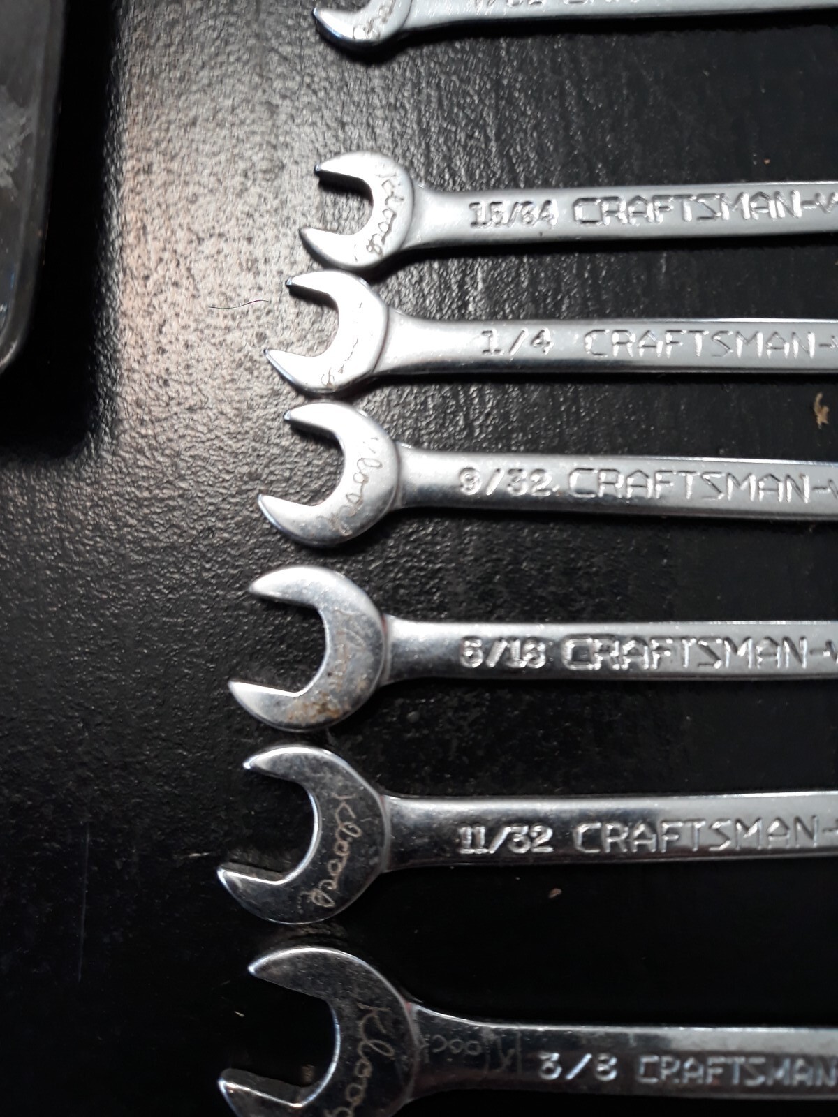 Vintage CRAFTSMAN  8-pc. OPEN END IGNITION WRENCH SET, 9-4306, USA -V- series