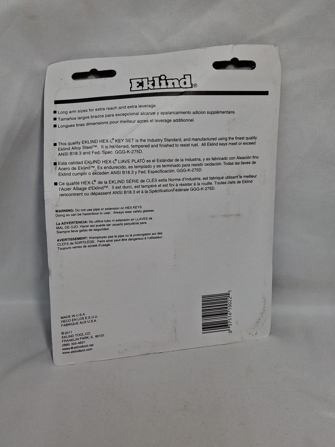 Eklind Tool 10022 22 Piece Combination Short & Long Hex-L Hex Key Sets, USA