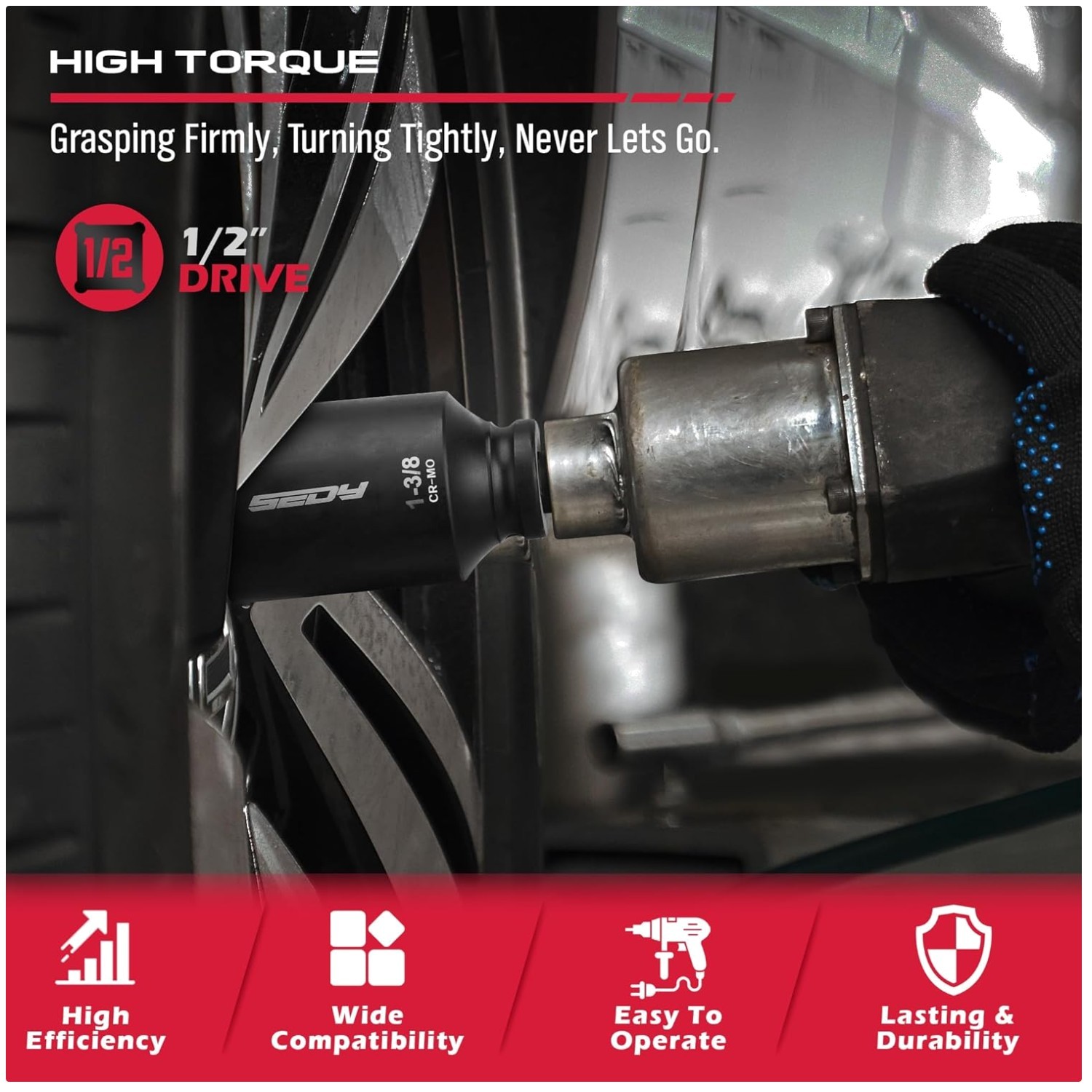 8-Piece 1/2″ Drive SAE Deep Impact Socket Set