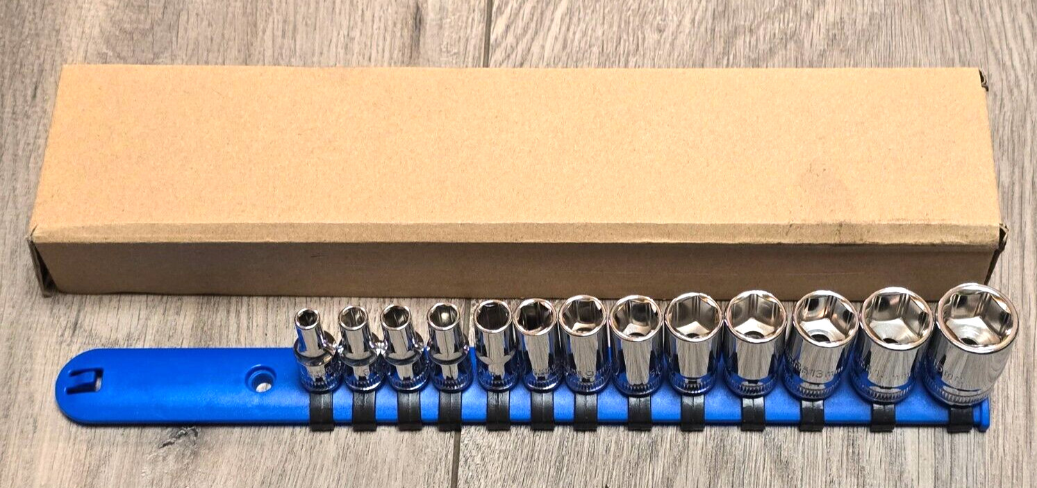 New 13 Piece 1/4″ dr, 6 Point Mid Length / Semi-Deep Socket Set, Metric, 4-15mm