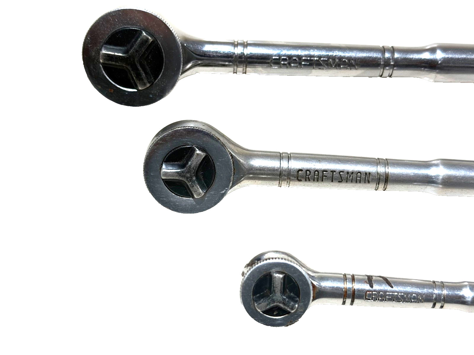 CRAFTSMAN 3-pc. TRI-WING ROUND HEAD RATCHET SET, THUMB WHEEL, 1/4” 3/8” 1/2”