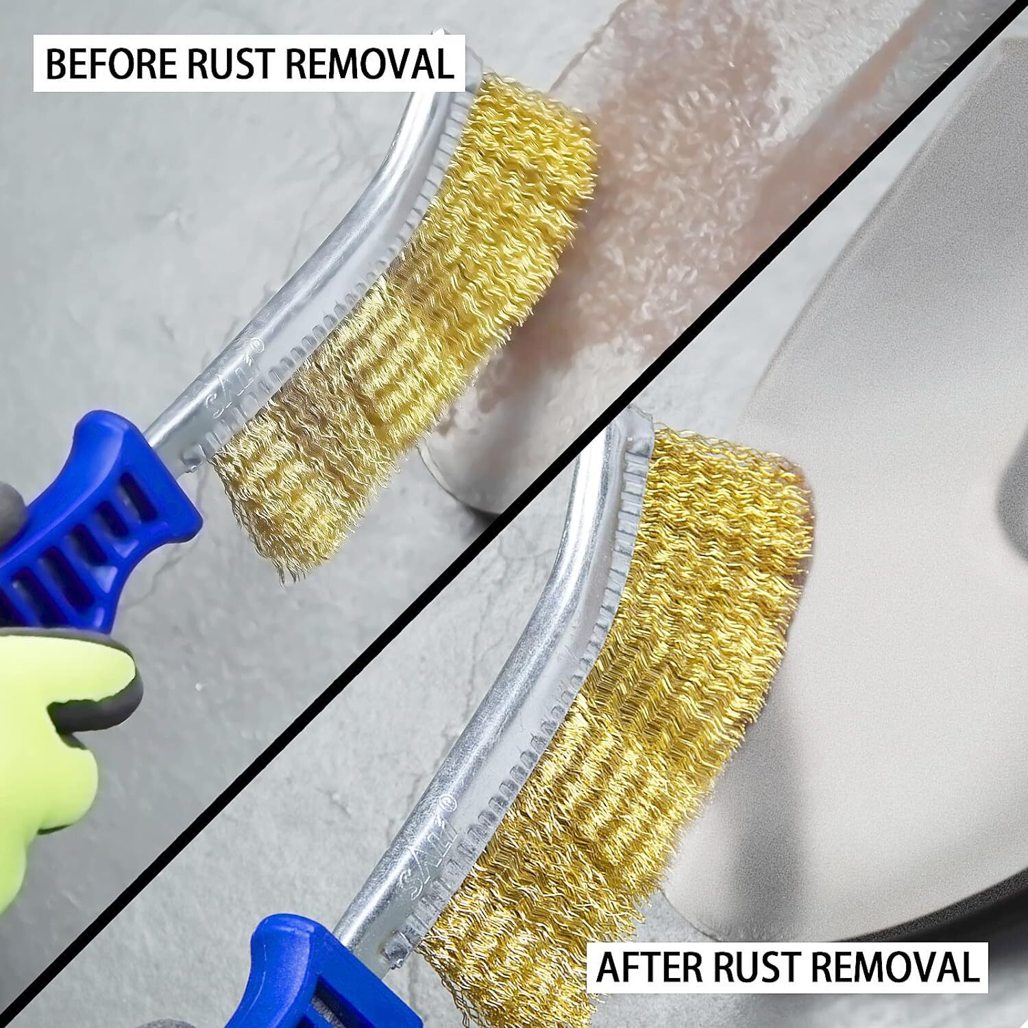 SALI Wire Brushes for Cleaning Rust Removal Heavy Duty Brass Brush Tool 11″…