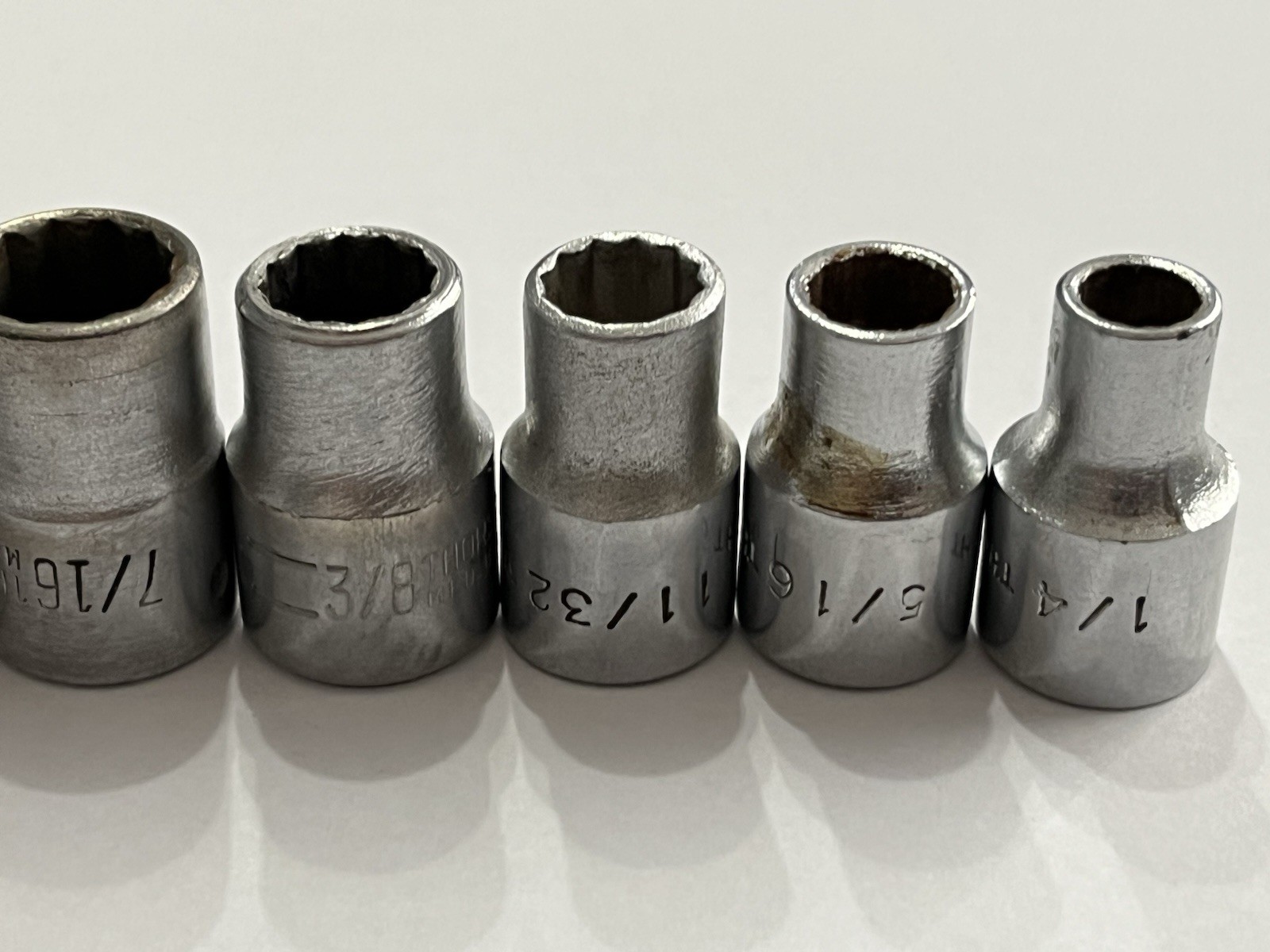Thorsen 3/8” Drive 10pc SAE Sockets USA 3/4” Down To 1/4” 12 Point Shallow