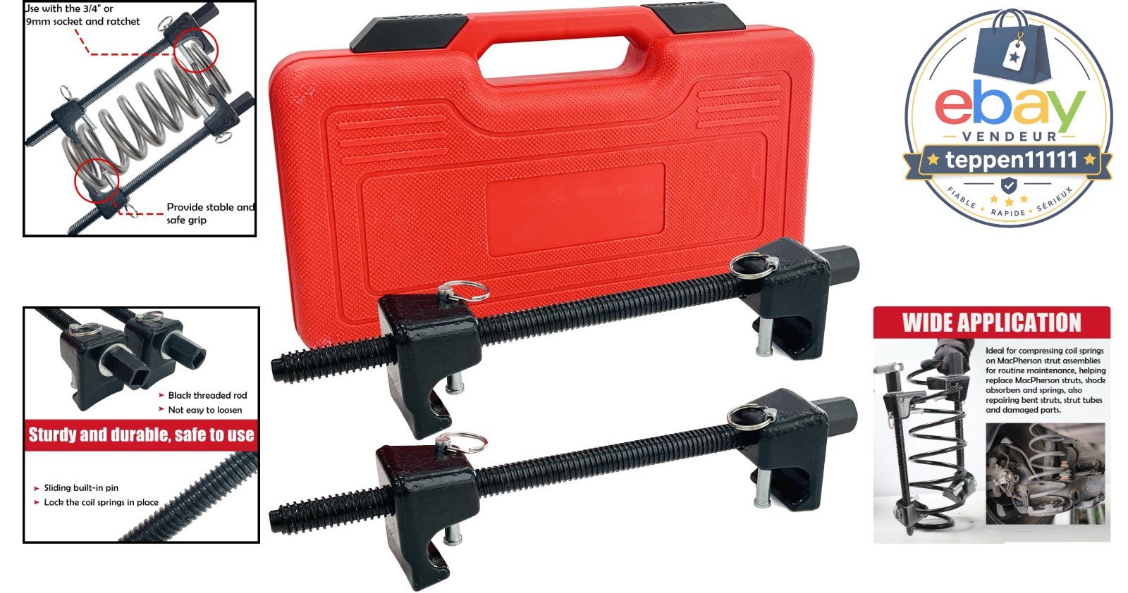 Strut Spring Compressor Tool Set, 11-1/2″ Heavy Duty, 2 Pack