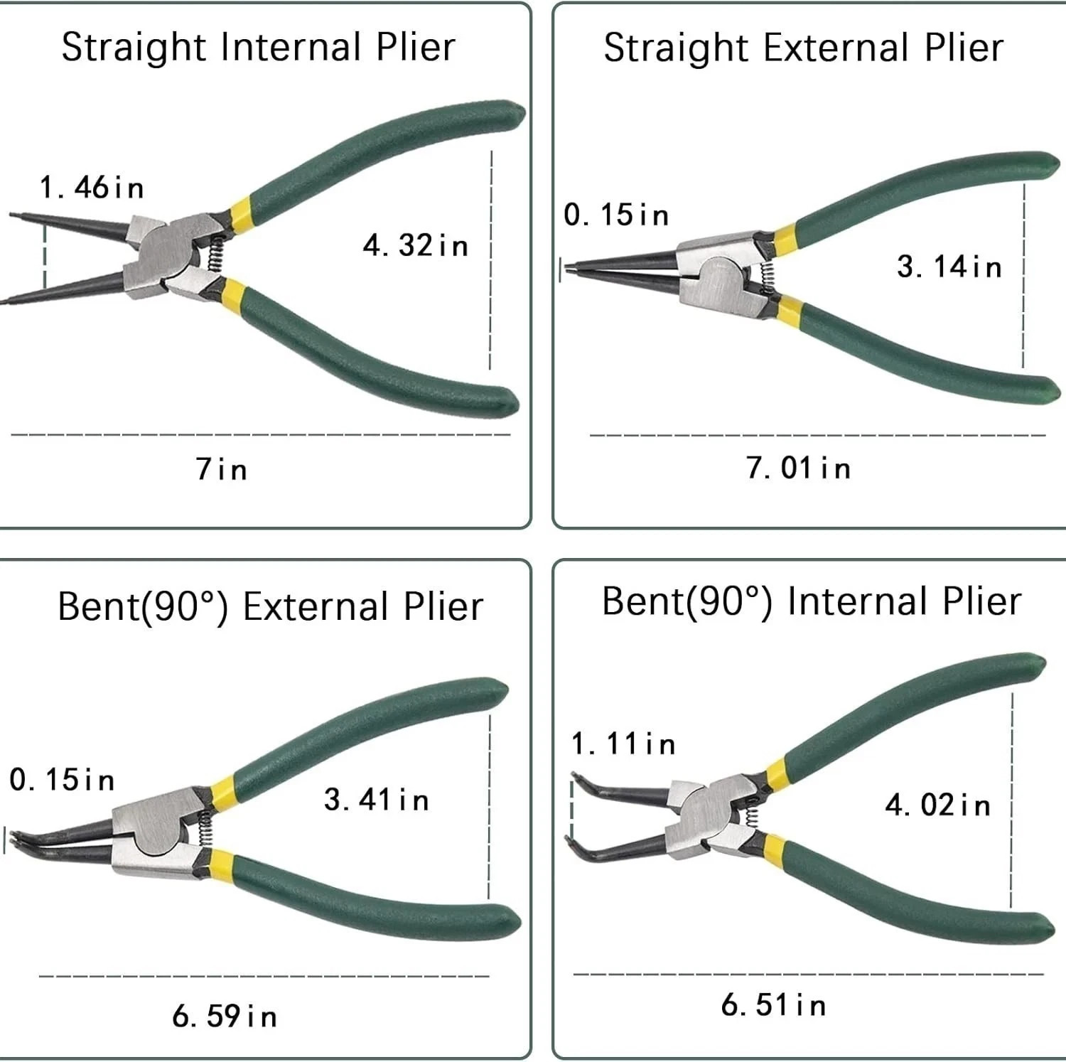 4pc 7″ Circlip Plier Snap Ring Pliers Portable Internal External Retaining Clip