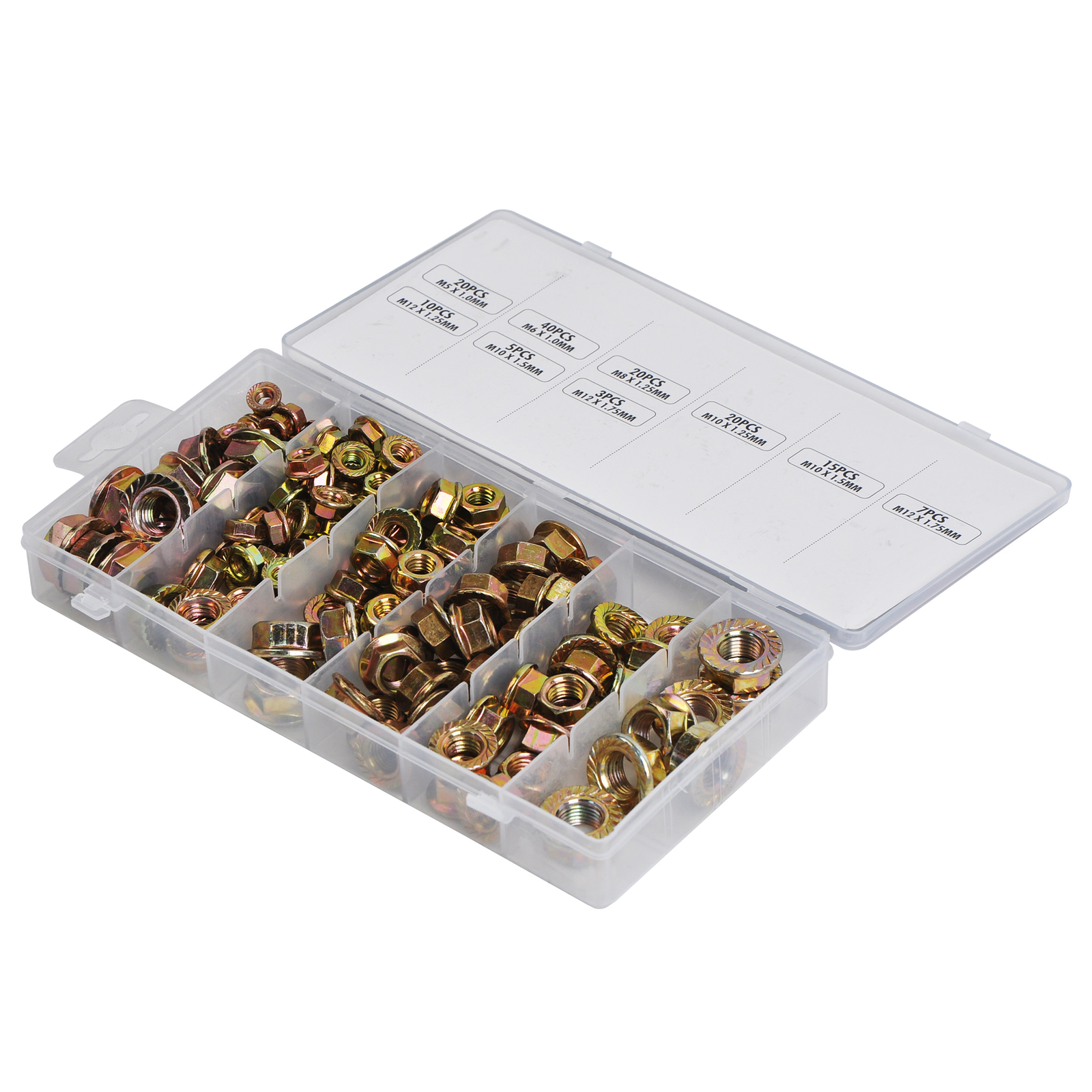140pc Industrial Flange Locknuts Set Metric Combination Washer Bolts Nut M5-M12