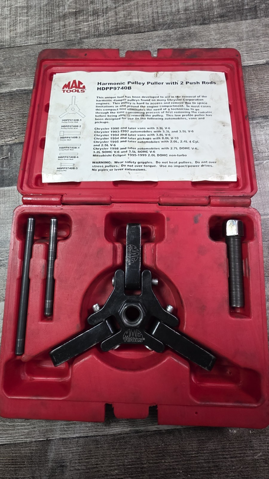 MAC TOOLS #HDPP9740B «Harmonic Puller Pulley» W/2 Push Rods