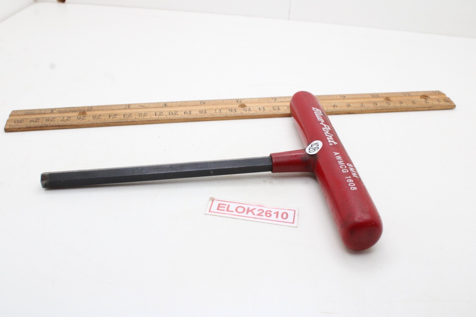 Blue-Point AWCG1608 8mm 6 Point Red Rubber Handle Hex Allen Key T Handle USA