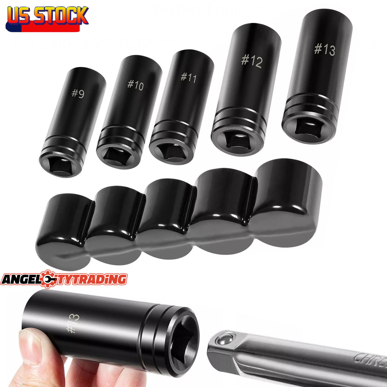 Large Tap Socket Set 71670 5/8″ 11/16″ 3/4″ 7/8″ and 1″ Taps 1/2″ Square Drive
