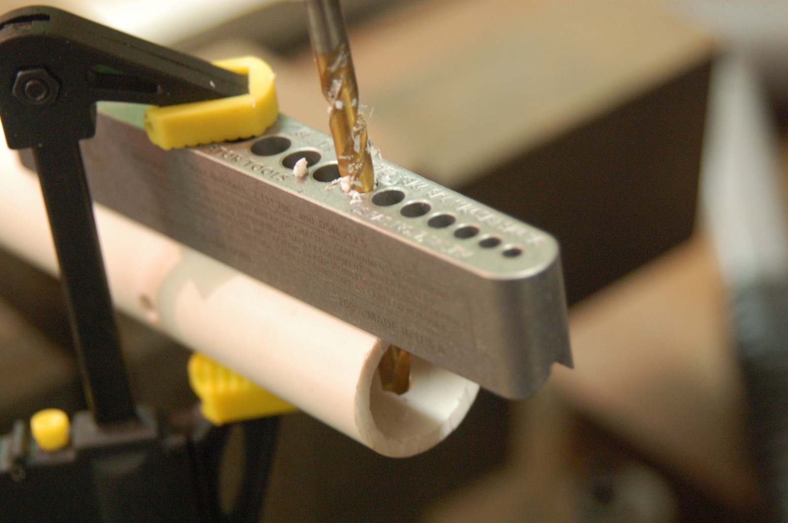 17 hole drill guide – comparable to a portable drill press -no bushings required