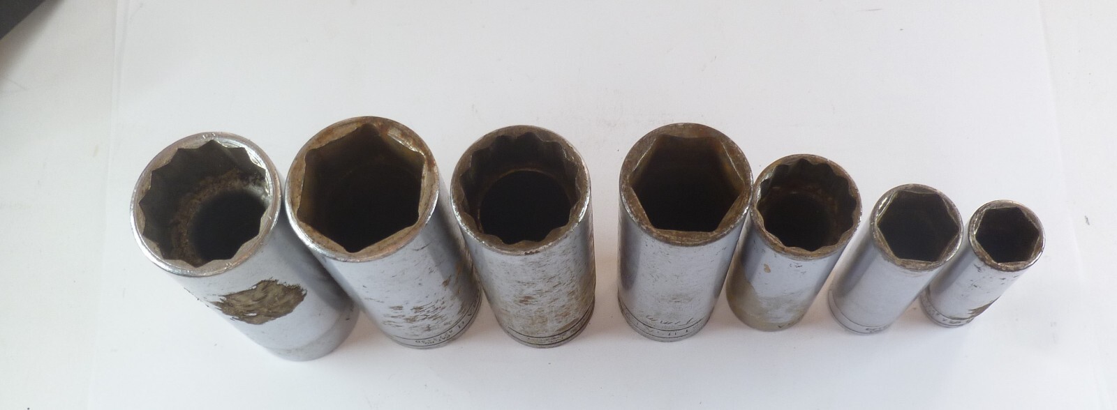 7pc Snap On Tools Deep Sockets Mixed Set – 4 are 1/2″ drive, 3 are 3/8″ drive