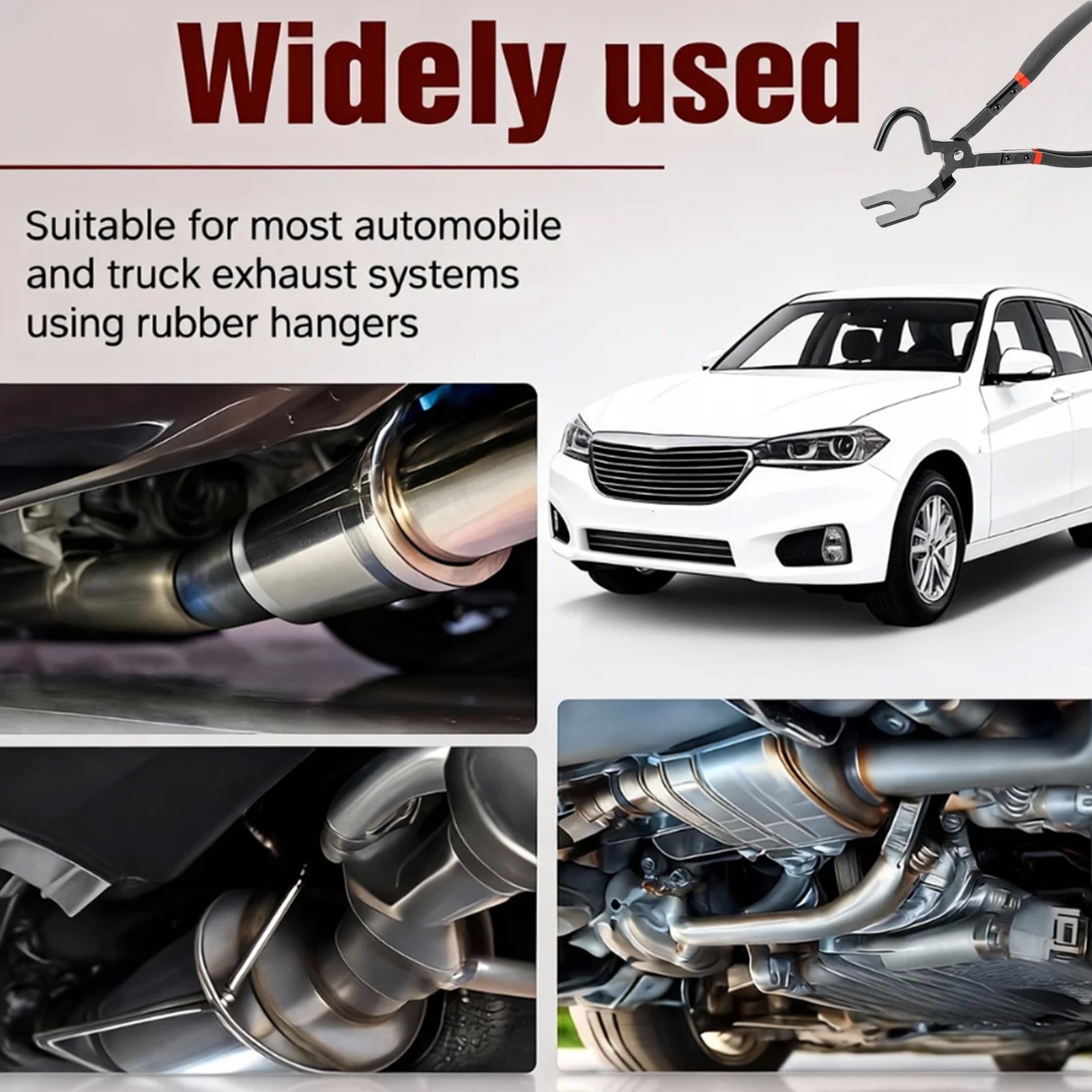 Exhaust Hanger Pliers, Rubber Exhaust Hanger Removal Tool, Universal Cars