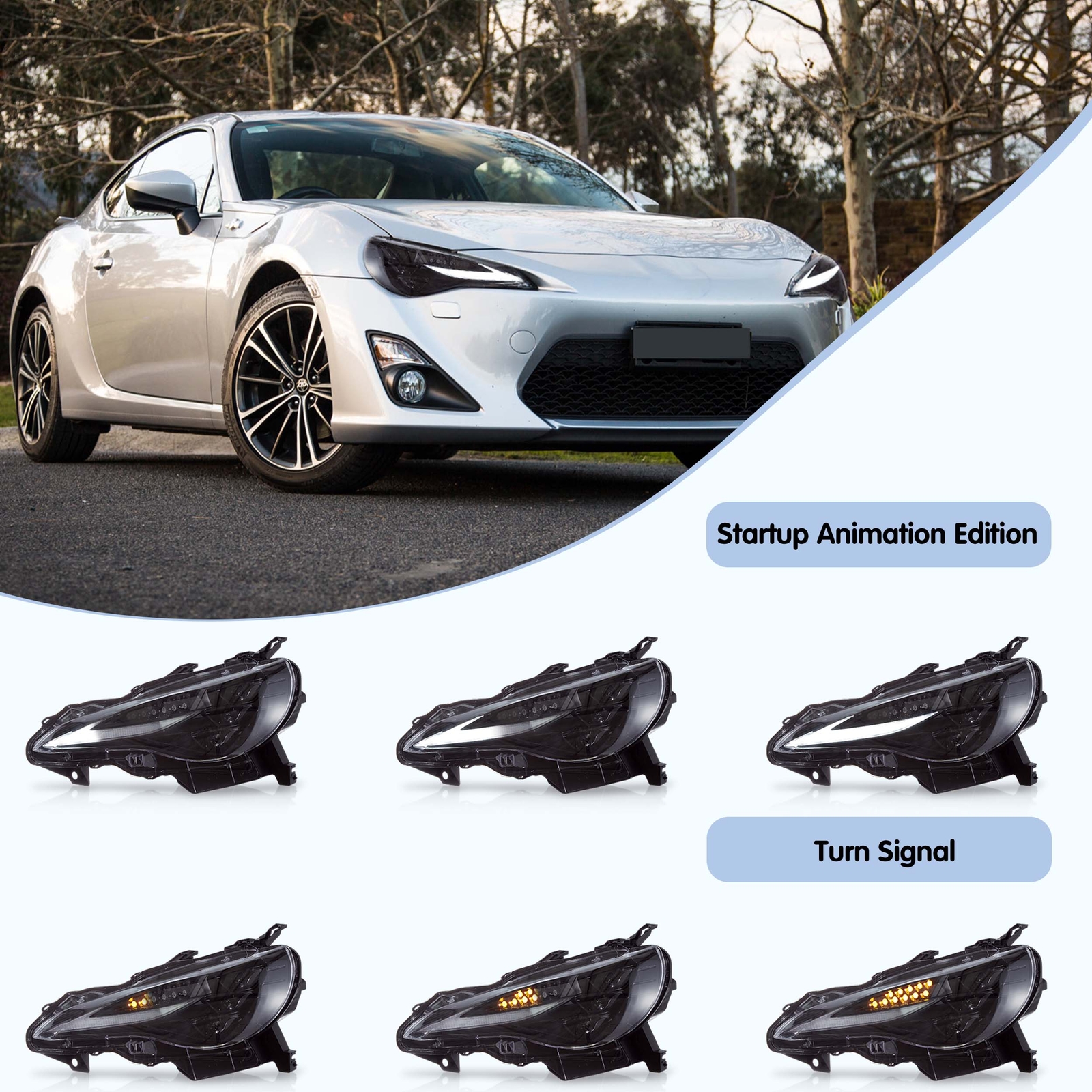 VLAND LED Projector Headlights For 12-20 Toyota 86/Subaru BRZ/FR-S w/Sequential