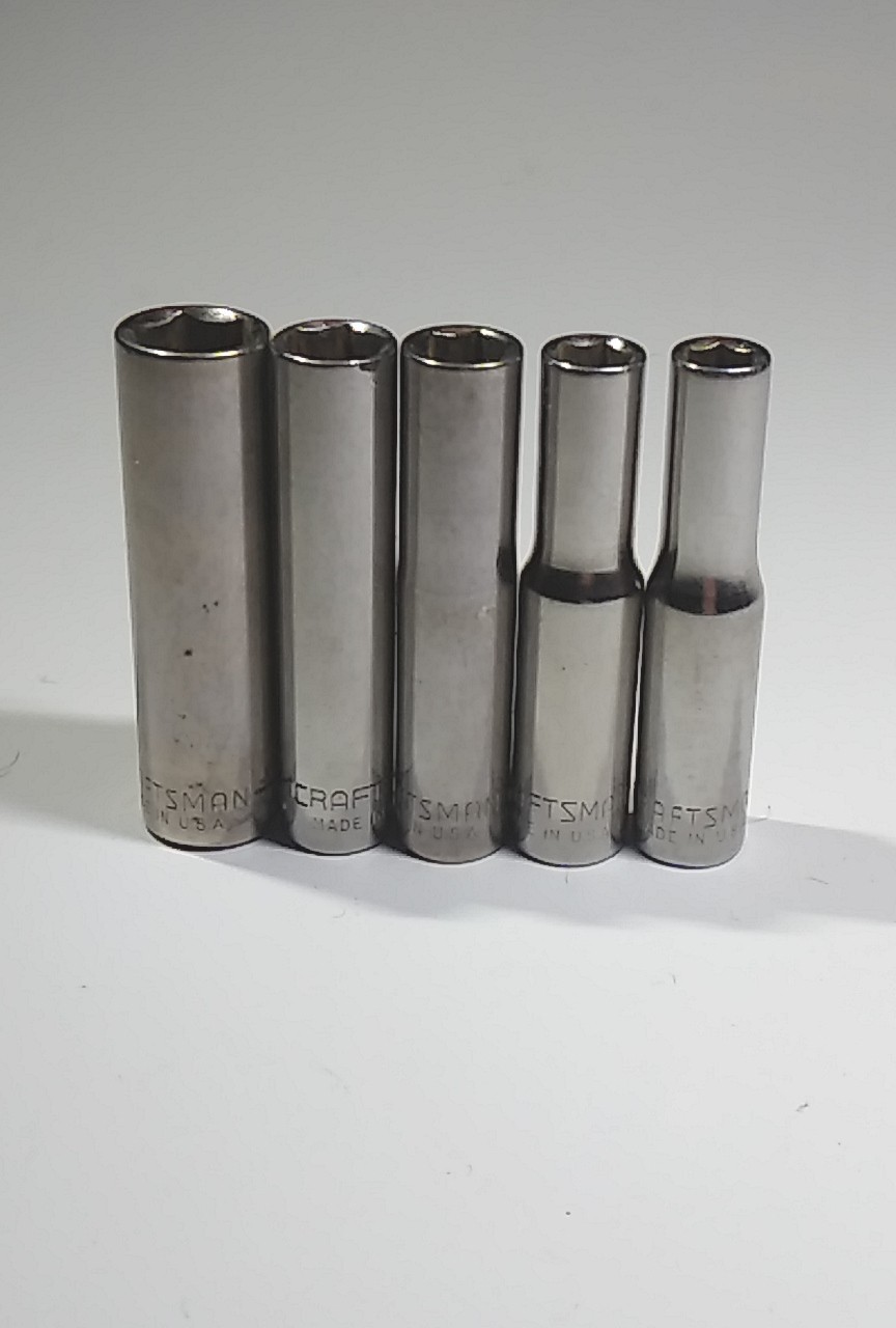 Craftsman G Series 5 Pc 1/4″ Drive SAE Deep 6 Pnt Socket Set Made In USA