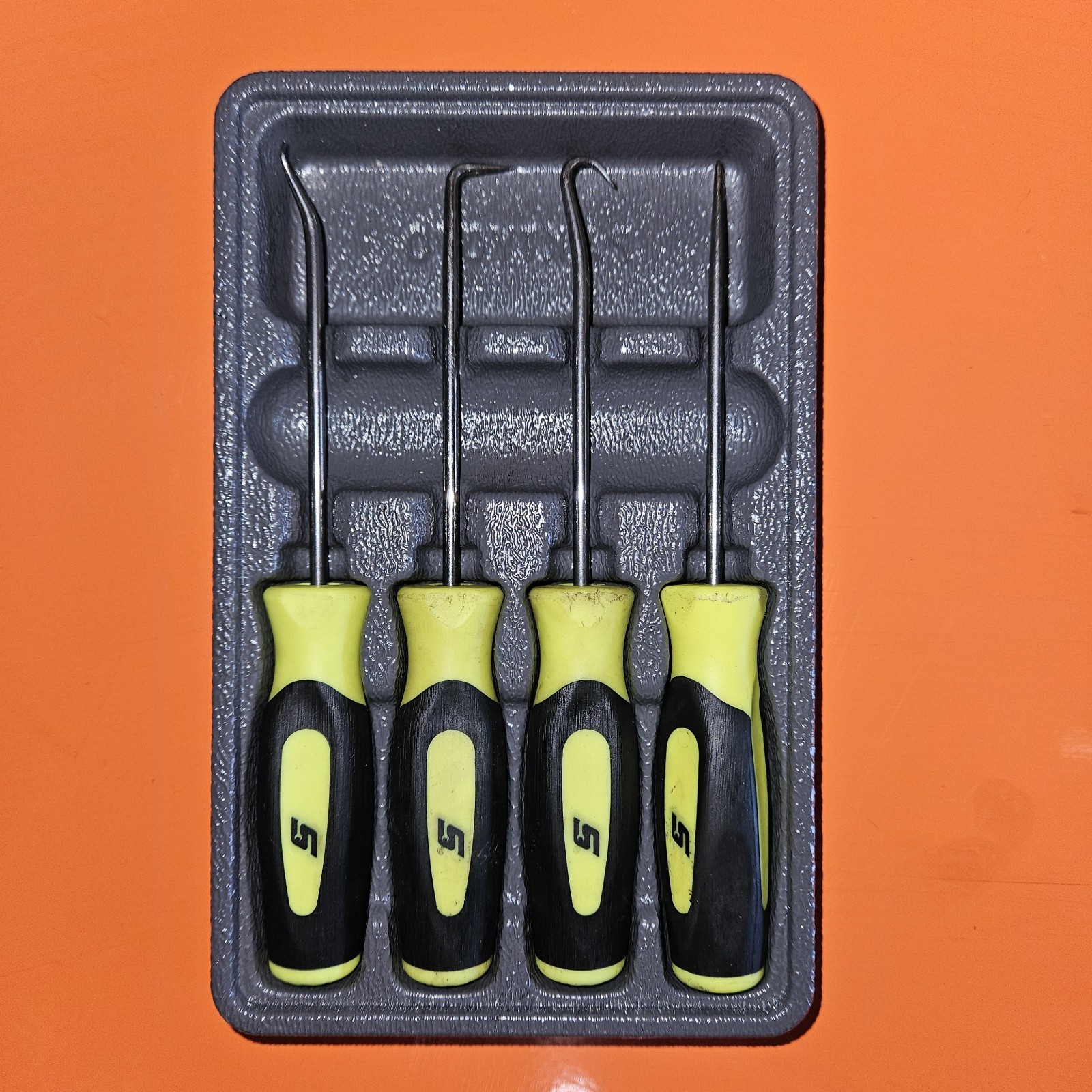 Snap-On 4pc Green Soft Grip Miniature Awl Hook Pick Set SGASA204CG