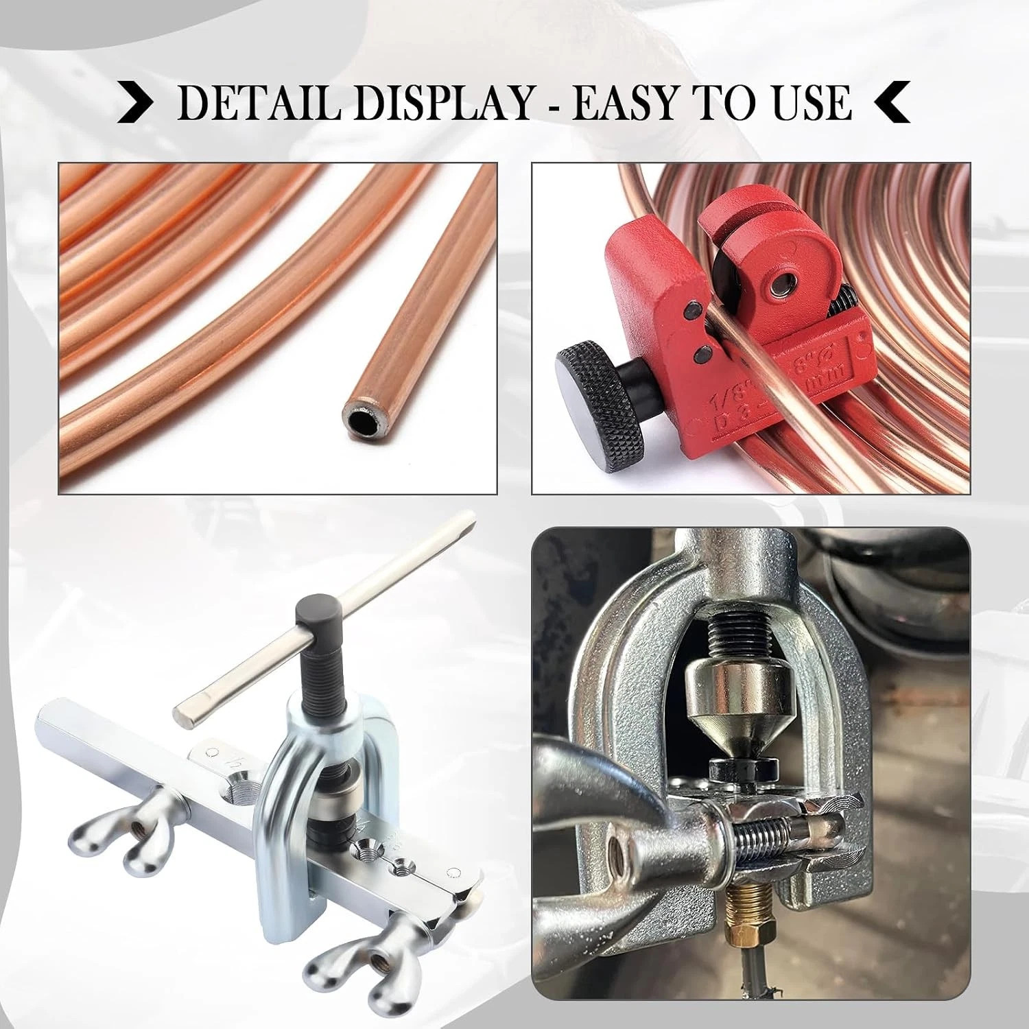3/16″ Brake Line Kit + 1/4 25FT Copper Pipe Flaring Tool 32 Fittings Nuts