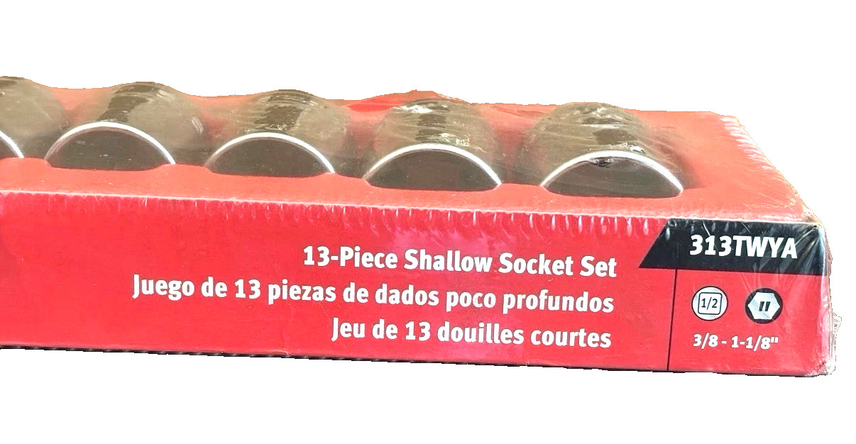 New Snap-on 1/2″ drive 3/8″ to 1 1/8″ 6-point Shallow Socket Set 313TWYA Unused