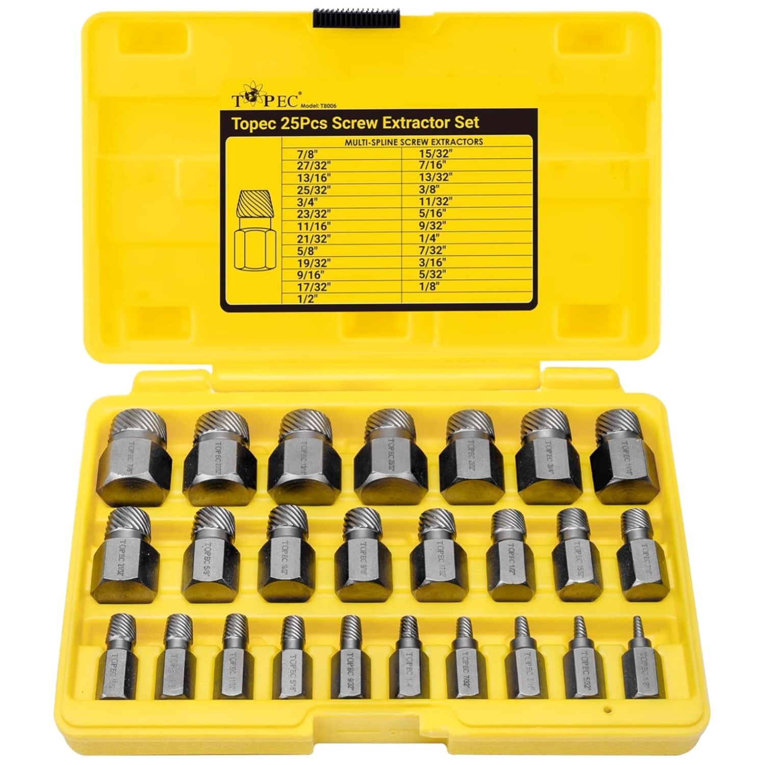 Precision Machined Screw Extractor Set | 25 Pieces