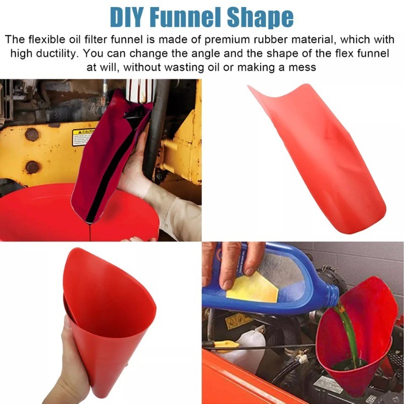 2X Universal Flexible Oil Draining Funnel Fluid Car Engine Longer Refueling Tool