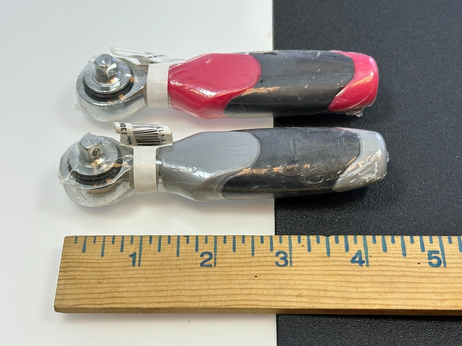 NEW 2pc Red/Gray 1/4″ Drive Ratchet Pair Set Compact Portable Reversible Ratchet