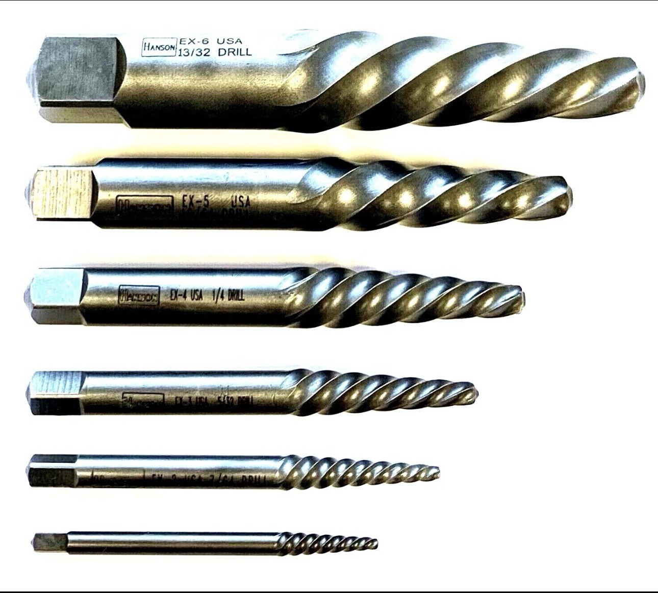 6 PIECE SCREW EXTRACTOR SET IRWIN HANSON #53545 SPIRAL FLUTE EX1-EX6 – USA