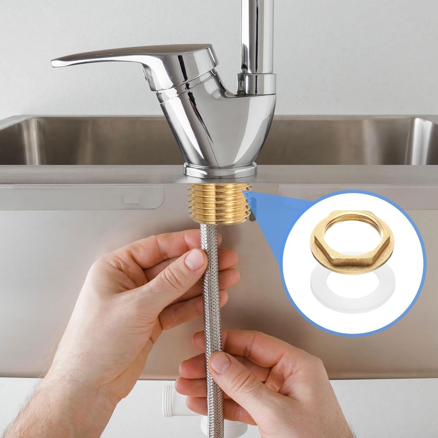 uxcell 4Pcs Brass Lock Nuts Pipe Fitting, G1/2″-14 Female Hex G1/2″-14, Gold