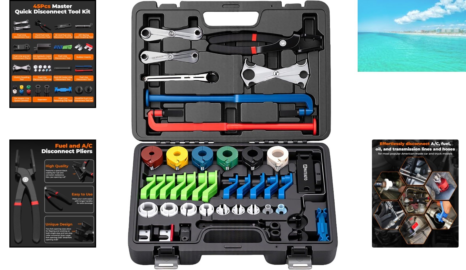 Versatile 45PCS Hydraulic & Fuel Line Disconnect Tool Kit for Professionals