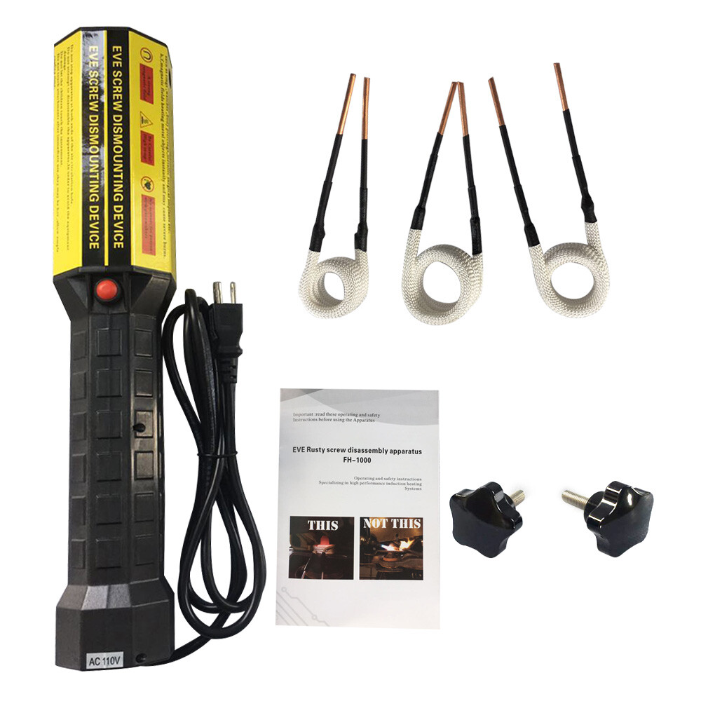 1100W Magnetic Induction Heater Kit Bolt Remover Flameless Heat Tool Free Coils