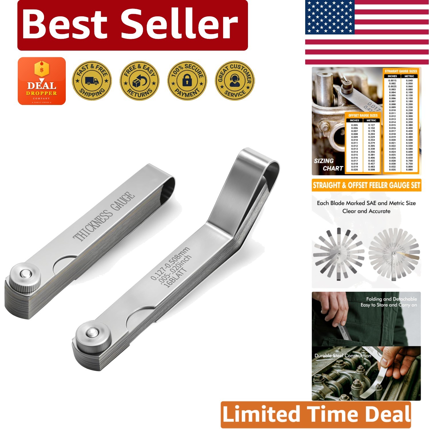 Compact & Flexible Feeler Gauge Set – Ideal for Automotive Maintenance & More