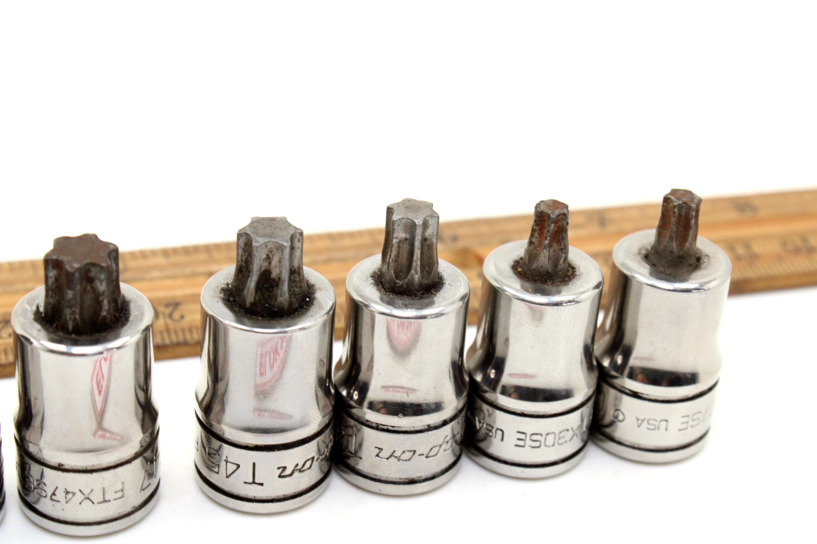 Snap-On FTX55SE-FTX27SE T55-T27 3/8″ Drive Torx 6 Piece Chrome Socket Set USA