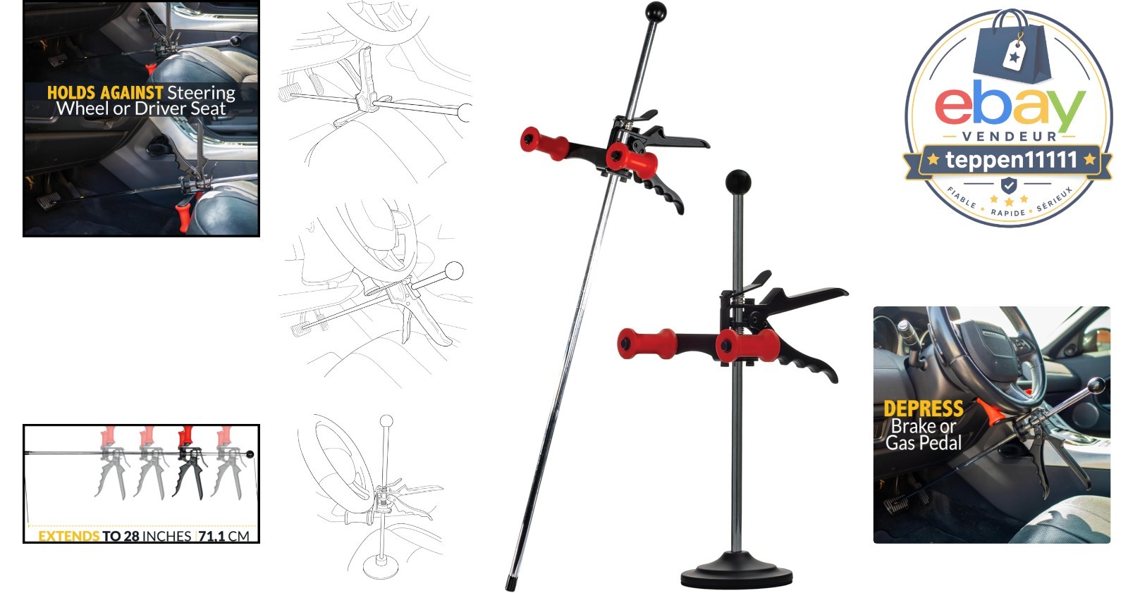 Steering Wheel Holder Brake Pedal Depressor Set Car Alignment Tool