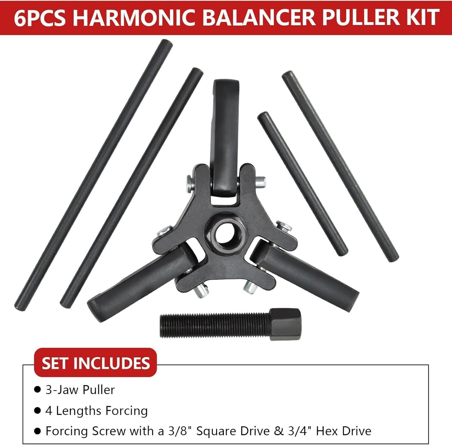 Harmonic Damper Pulley Puller 6-Piece Set for Chrysler GM Mitsubishi Vehicle US
