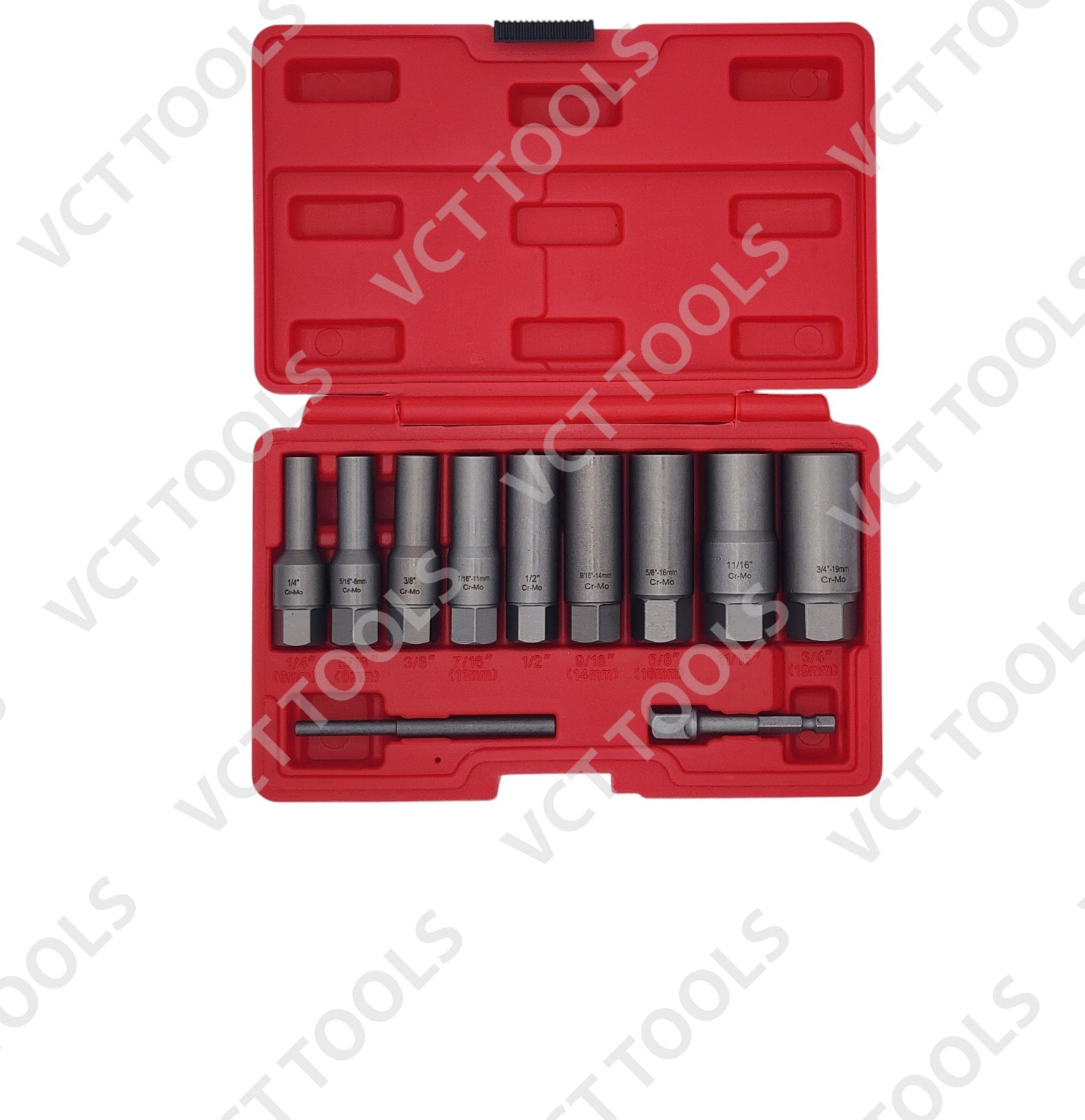 11pc Extra Long Screw, Nut, Bolt, Spark Plug Extractor Set, 1/4″ – 3/4″