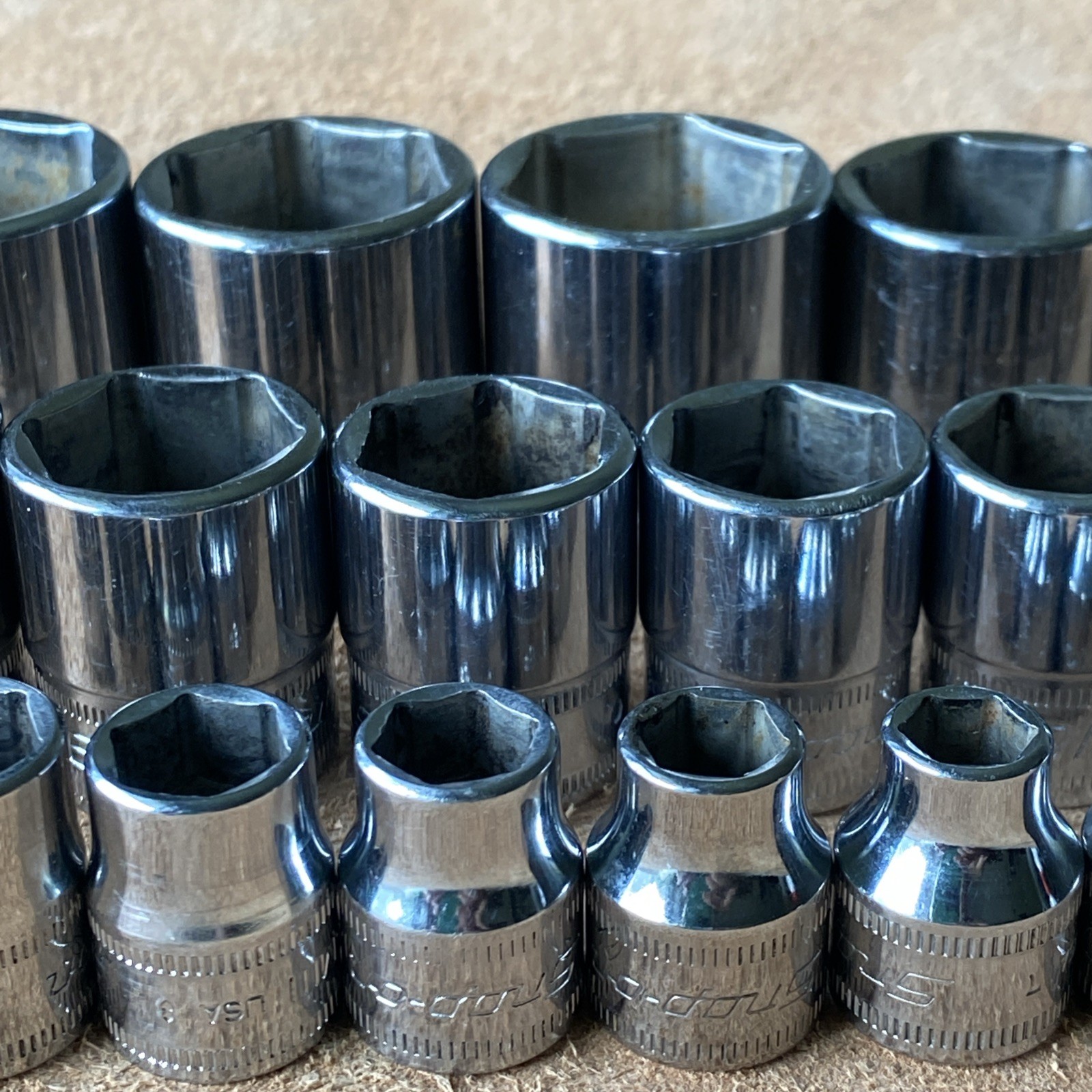 Snap-on 22Pc Metric 3/8 Drive Shallow FSM Socket Set 5.5mm-26mm 6Pt Minty