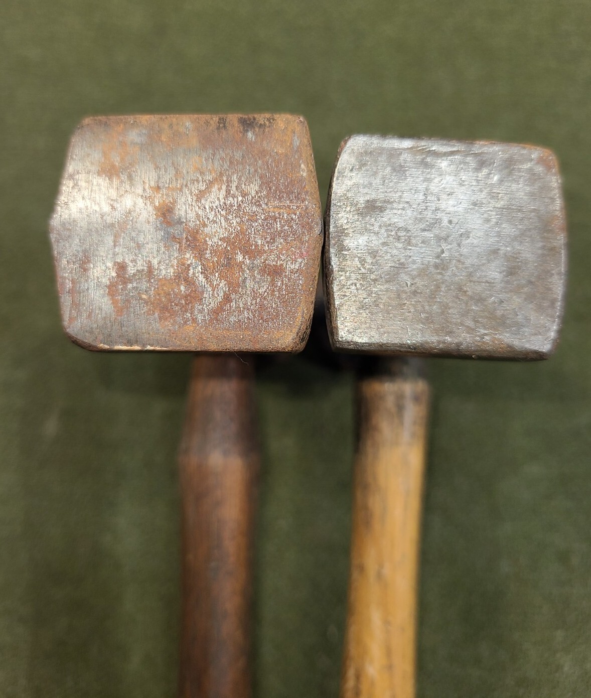 Vintage (1) ABC Auto Body Sheet Metal Round Square Hammer Tool + (1) Unmarked
