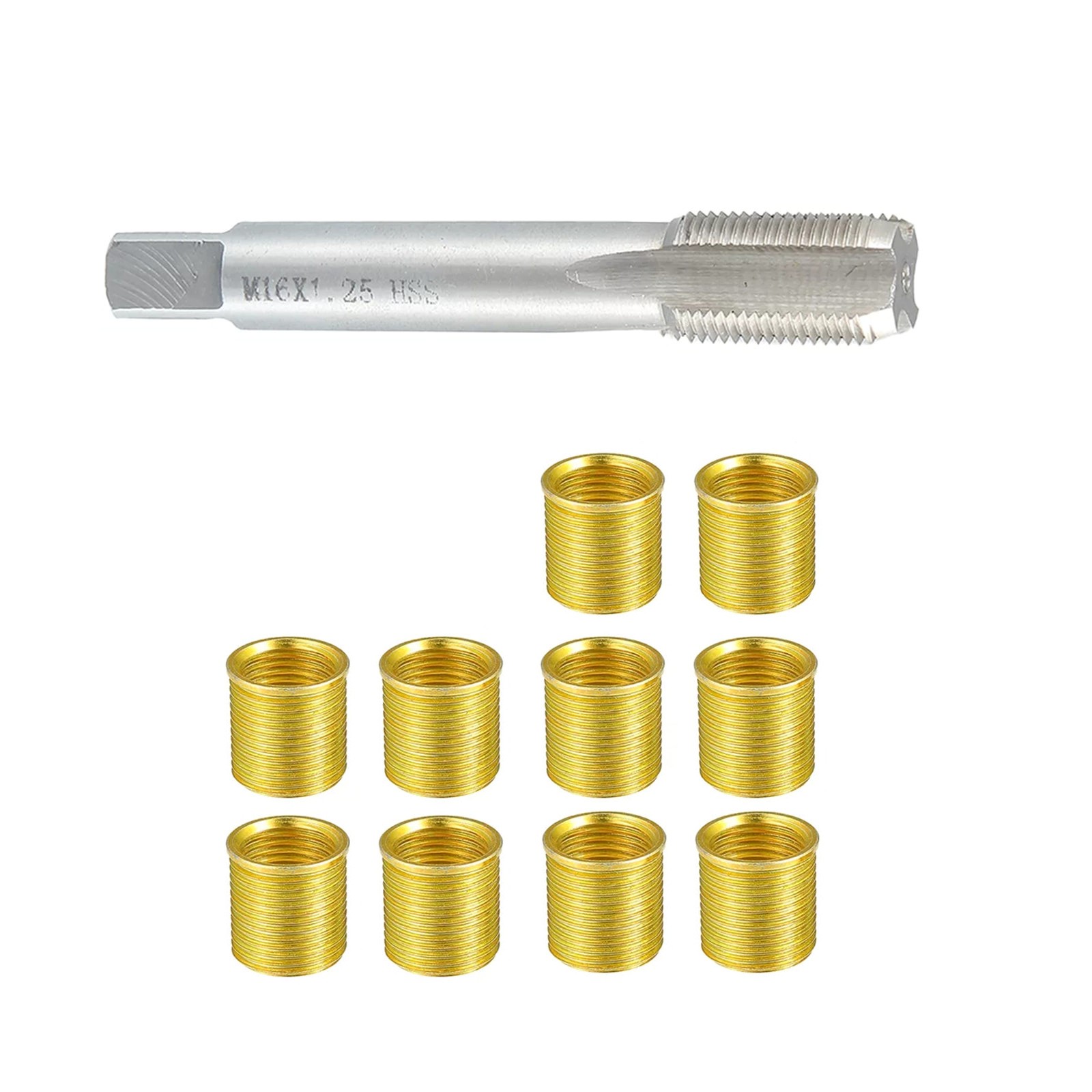 1 Set Spark Plug Thread Repair Tools kit with M14x1.25 Inserts+M16x1.25 Tap
