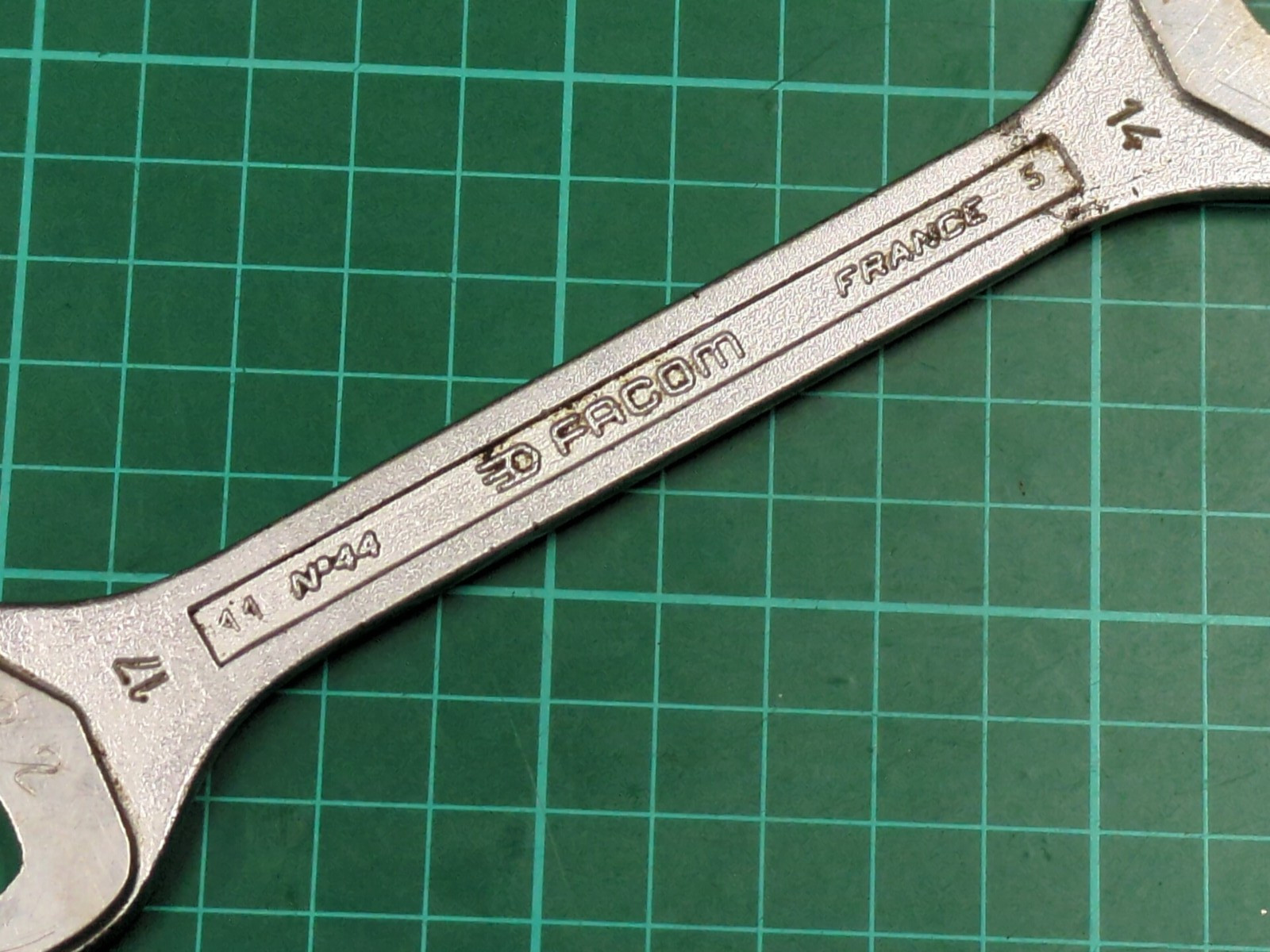 Vintage Facom No44, 14mm x 17mm Vanachrome Open Ended Spanner, Made In France