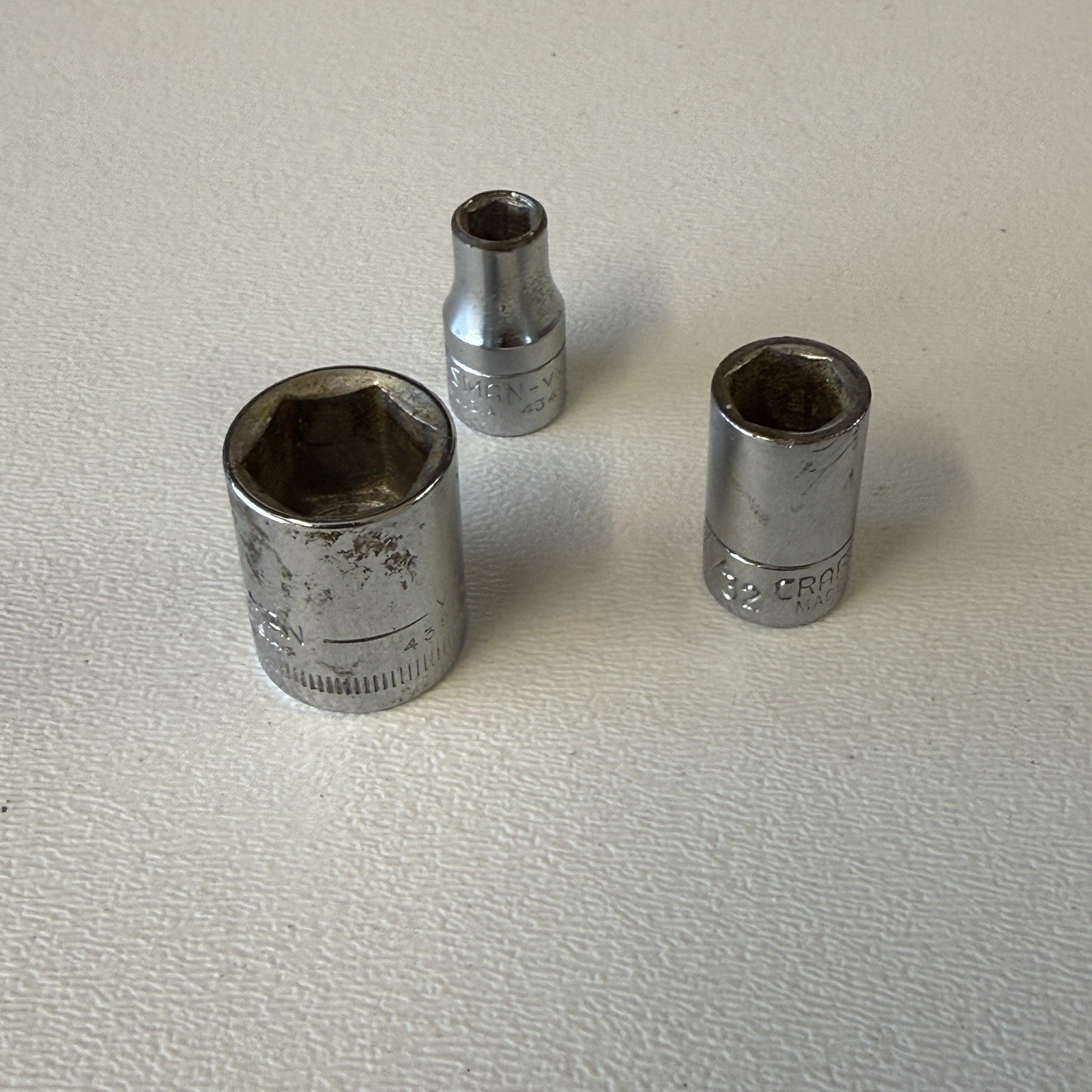 Vintage Craftsman Socket Lot of 3 – VV 43496 & 43492 – V 43514