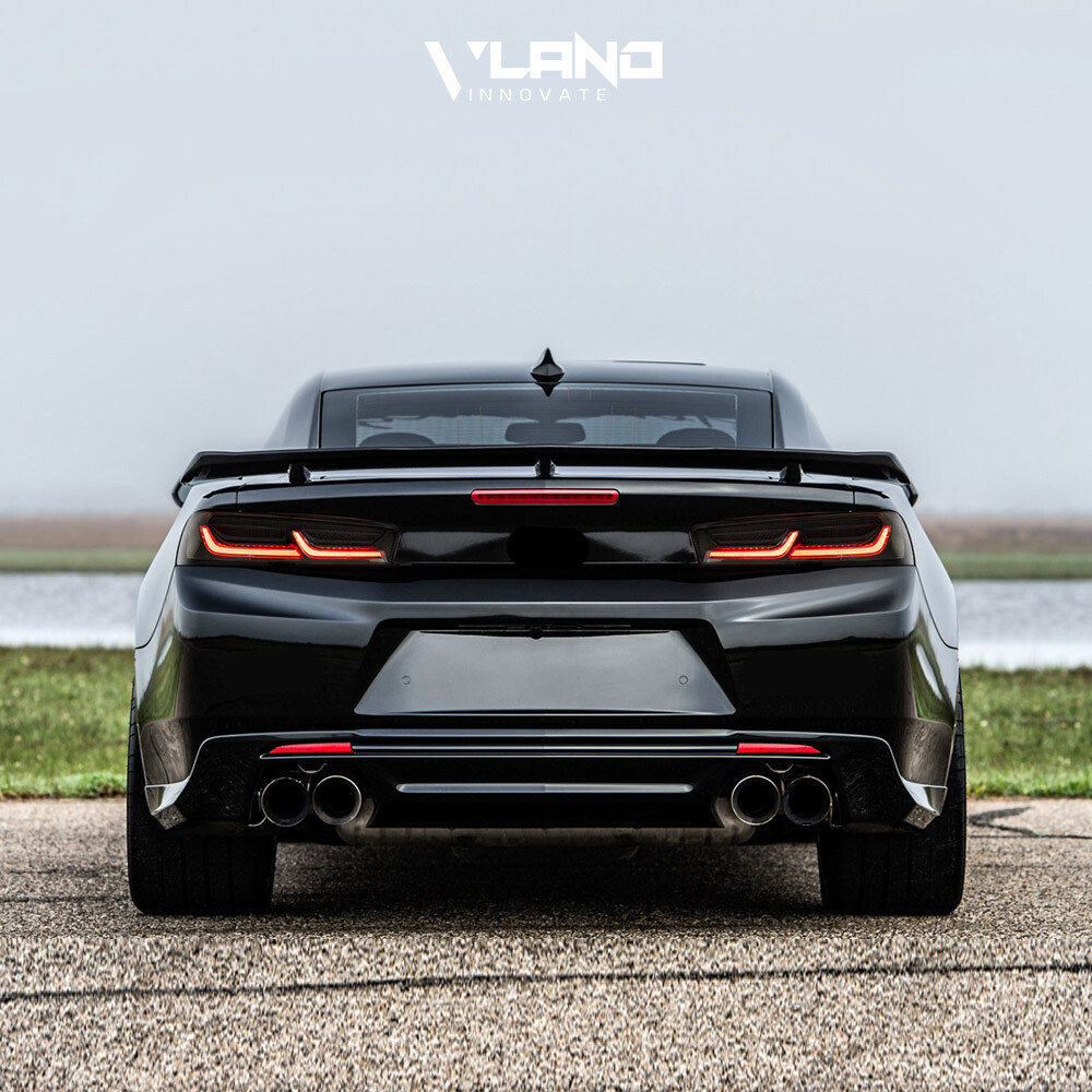 VLAND LED Tail Lights For Chevy Camaro 2016-2018 DRL FULL Smoke Red Signal Light